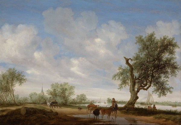 Landscape with a Road alongside a River by Salomon van Ruysdael